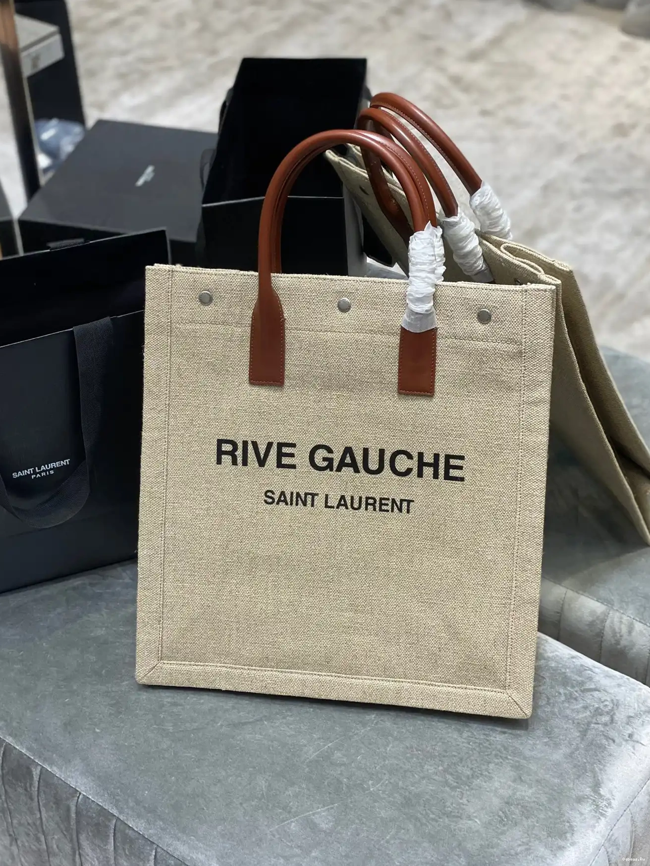 COTTON S AND RIVE N YSL SHOPPING GAUCHE IN LINEN BAG 0611